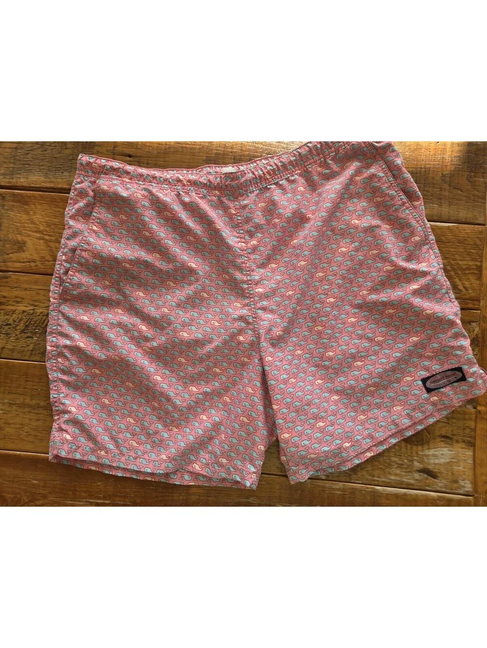 Vineyard Vines Large Pink Blue Whale Chappy Trunks Swim Shorts